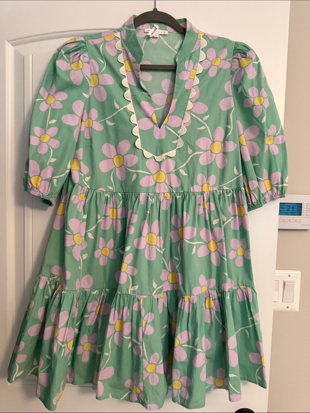 Karlie Mint Green Floral Mini Dress with Pink and Yellow Blooms